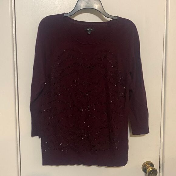 Apt. 9 purple with black bead detail lightweight sweater Size Medium - Picture 1 of 5